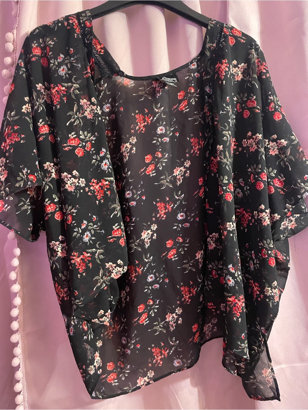 Angie Black Floral Cover Up